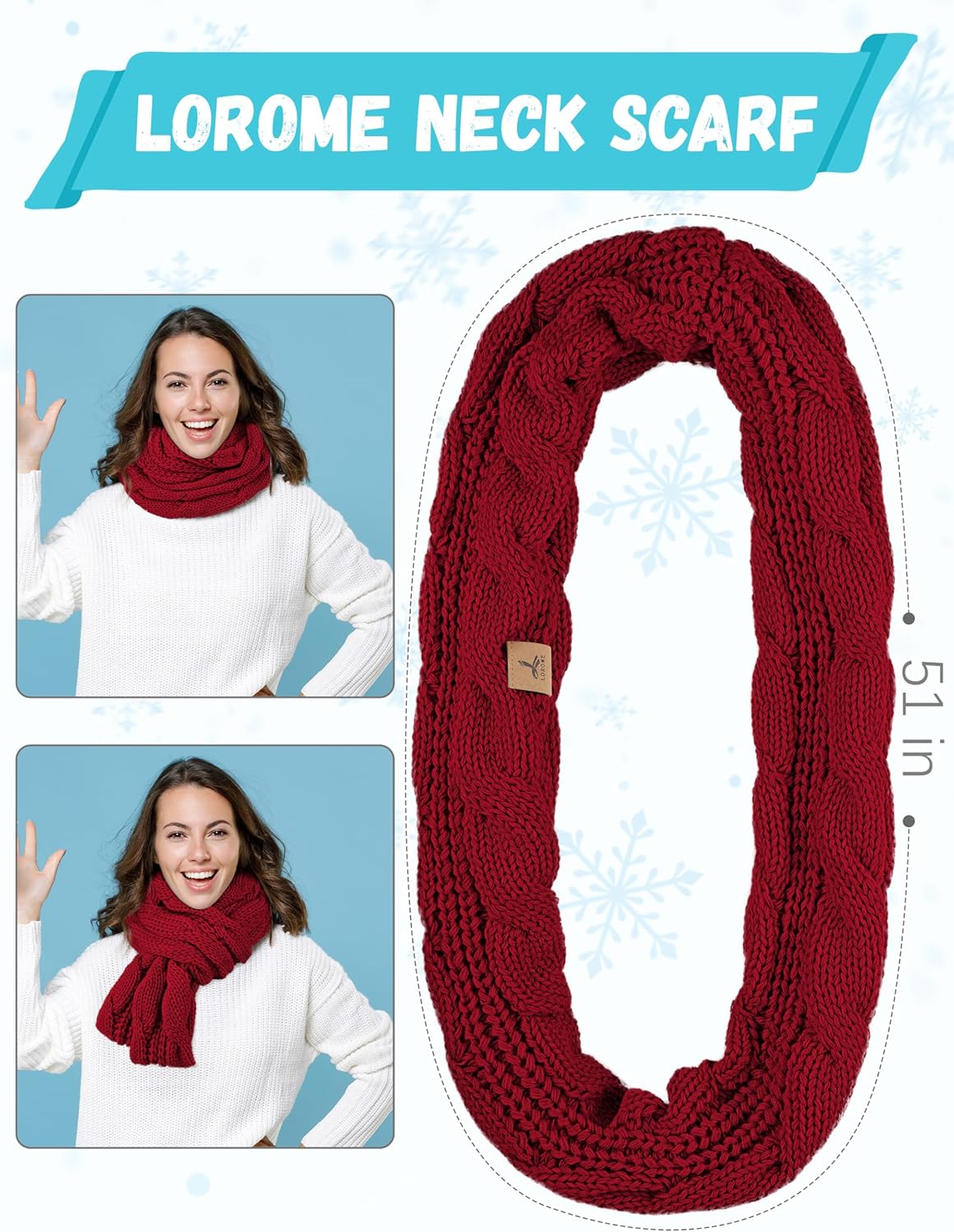 Winter Hat Scarf Gloves and Ear Warmer, Warm Knit Beanie Hat Touch Screen Gloves Set Winter Gifts Neck Scarves for Women